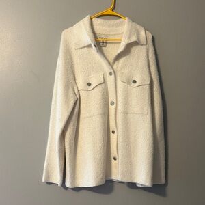 Rachel Zoe White Teddy Jacket with Snap Front